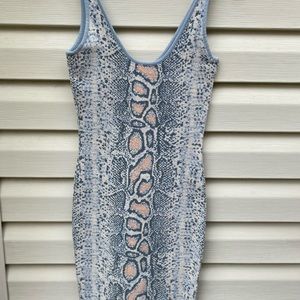 RONNY KOBO RAKEL Blue gray/Pink Med. Snake Skin knit Sleeveless Dress